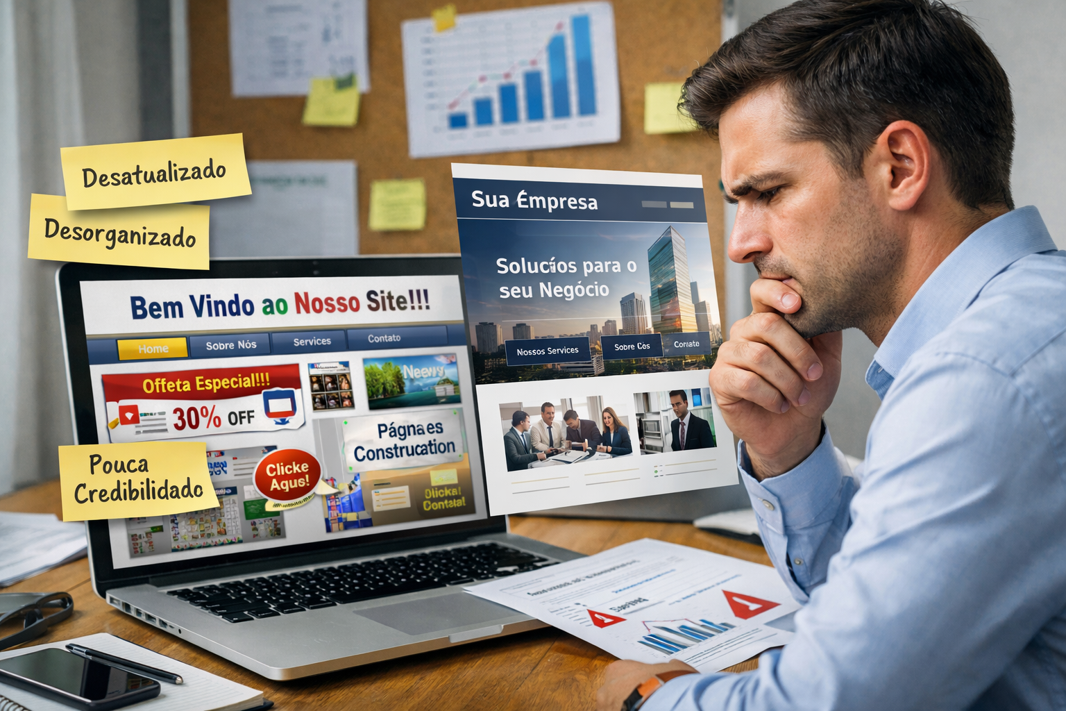 Ilustração de repaginação de sites